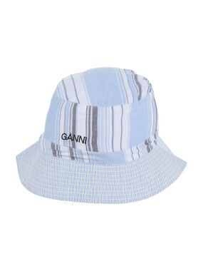 NWT Ganni Light Blue Striped Bucket Hat